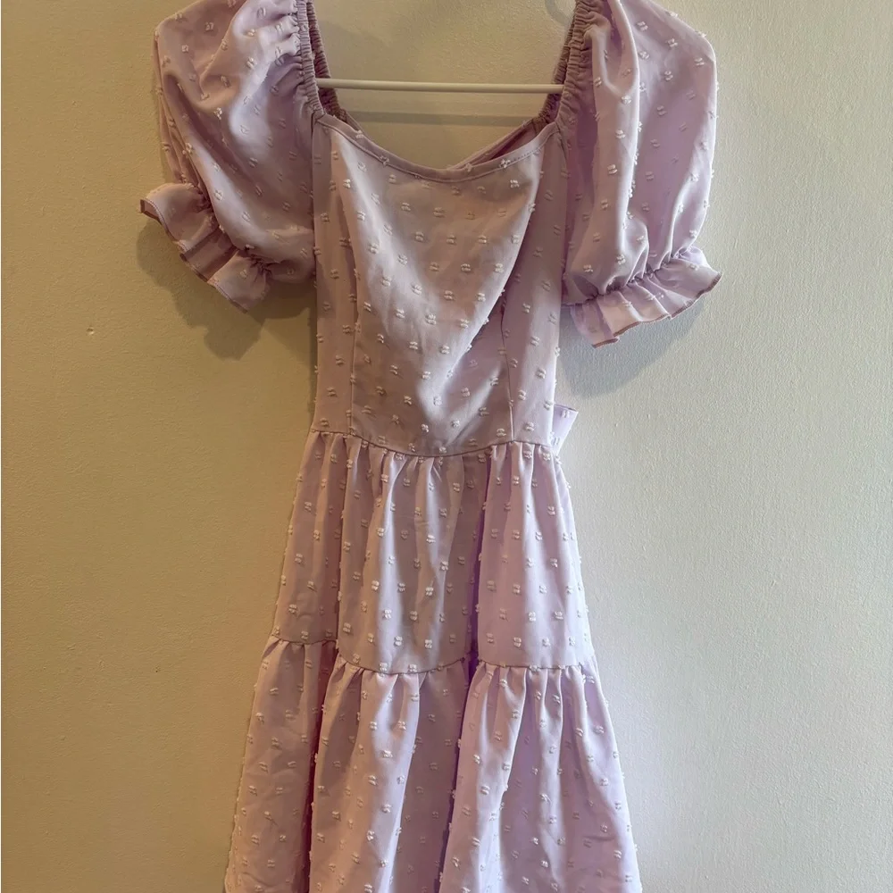 Lilac Puff Sleeve Tiered Dress - Picture 1 of 3